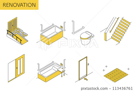 家居裝修、護理裝修符合護理保險和補貼條件,簡單的等軸圖 家居裝修、護理裝修符合護理保險和補貼條件,簡單的等軸圖 113436761