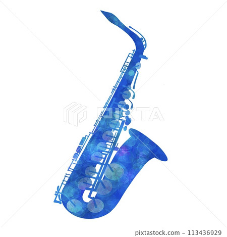 Illustration with a silhouette of a saxophone Illustration with a silhouette of a saxophone 113436929