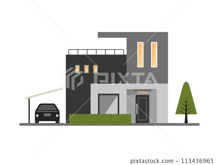 有狹縫窗戶的獨立式住宅 有狹縫窗戶的獨立式住宅 113436965