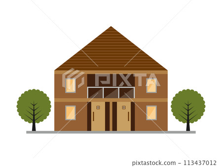 Brown terraced house style illustration 113437012