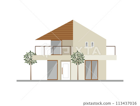 Detached house with beige walls 113437016