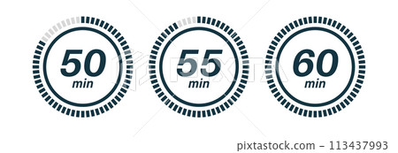 Clock symbols, stopwatch signs, Timer icons. Clock symbols, stopwatch signs, Timer icons. 113437993