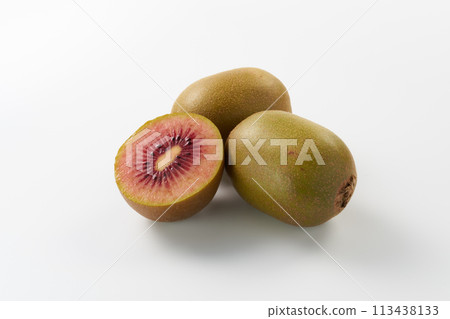 Kiwi fruit (ruby red) on white background 113438133