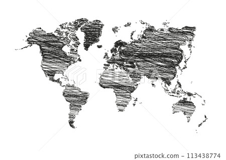 World map Detail Vector Line sketch Up Illustrator, EPS 10.  113438774