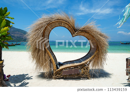 Relax on the island,Heart seat at the beach on the island during the day,koh lipe Relax on the island,Heart seat at the beach on the island during the day,koh lipe 113439159