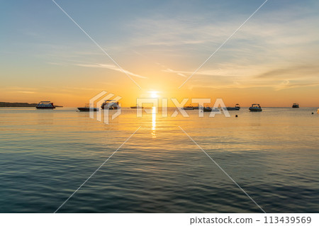 Sunrise over the sea. Panoramic seascape. Sunrise over the sea. Panoramic seascape. 113439569