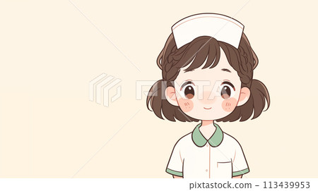 手绘卡通可爱的护士女孩插画素材 113439953