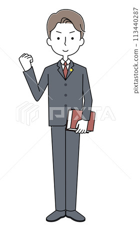 Illustration of a male lawyer giving a thumbs up 113440287