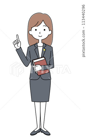 Illustration of a female lawyer pointing Illustration of a female lawyer pointing 113440296