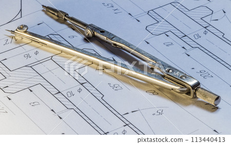 Lying drawing compasses Lying drawing compasses 113440413