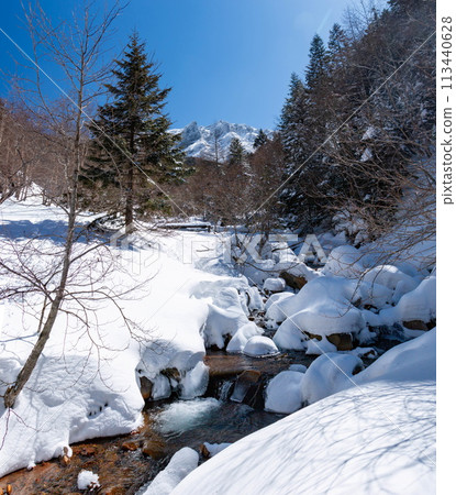 下雪的八岳明岳春天北澤山步道 下雪的八岳明岳春天北澤山步道 113440628