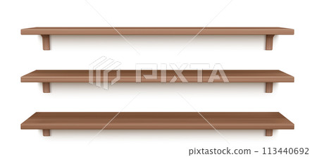 3D wooden shelves set 113440692