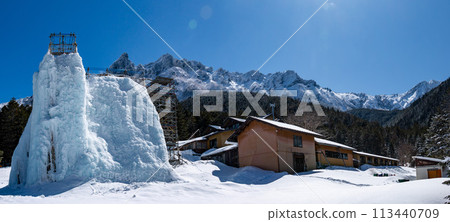 下雪的八岳明岳礦泉帳篷地方景觀 113440709