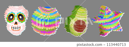 Mexican pinata icon for birthday party cartoon 113440713