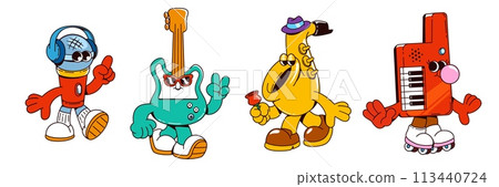 Retro music character from 90s cartoon vector Retro music character from 90s cartoon vector 113440724