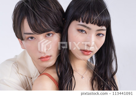 Beauty Genderless Makeup Men and women wearing makeup 113441091