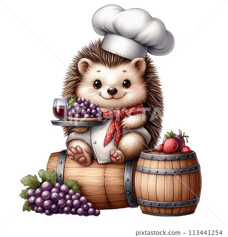 Hedgehog holding grapes clipart watercolor Hedgehog holding grapes clipart watercolor 113441254