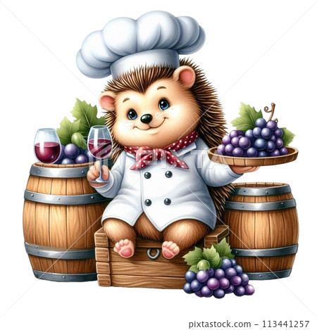 Hedgehog holding grapes clipart watercolor Hedgehog holding grapes clipart watercolor 113441257