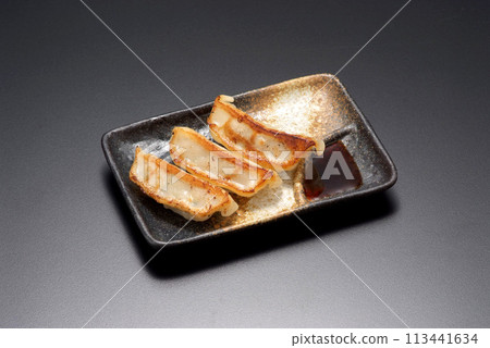 Fried dumplings, plate of dumplings, delicious dumplings 113441634