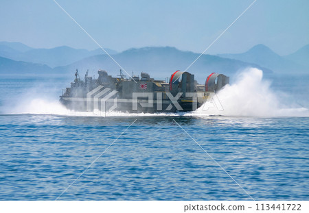 Maritime Self-Defense Force hovercraft sailing Maritime Self-Defense Force hovercraft sailing 113441722