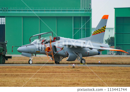Japan Air Self-Defense Force's T-4 trainer preparing for takeoff 113441744