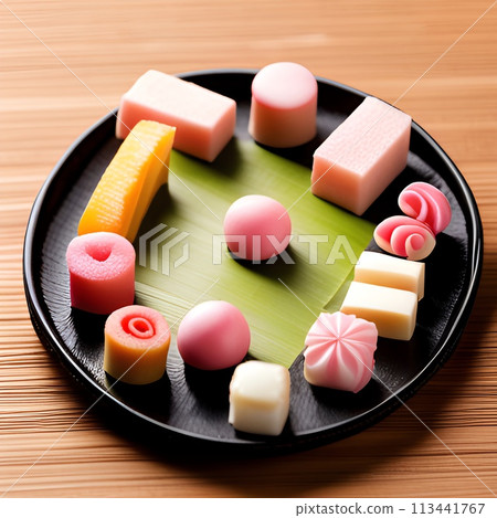 Japanese sweets on a tray 113441767