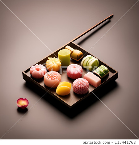 Japanese sweets on a tray 113441768