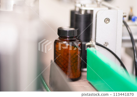 Preparing a prescription in syrup in the pharmacy laboratory 113441870