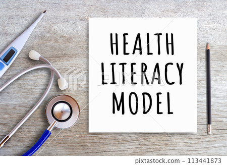 Business quotes, HEALTH LITERACY MODEL on notebooks or paper in office desk Business quotes, HEALTH LITERACY MODEL on notebooks or paper in office desk 113441873