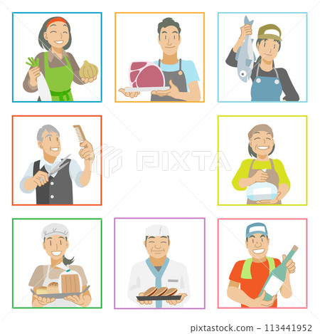 在購物區工作的人的插圖 113441952