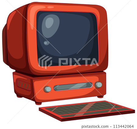 Retro Television and Keyboard Illustration 113442064