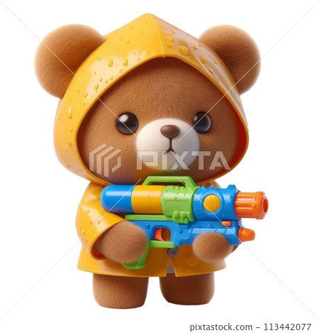 bear holding a water gun 3D render illustration bear holding a water gun 3D render illustration 113442077