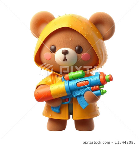 bear holding a water gun 3D render illustration bear holding a water gun 3D render illustration 113442083