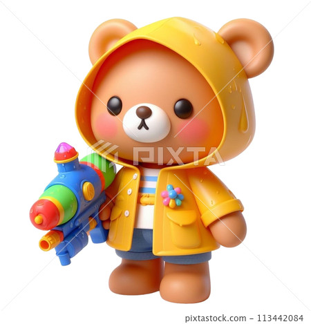 bear holding a water gun 3D render illustration bear holding a water gun 3D render illustration 113442084