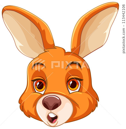Friendly Cartoon Rabbit Face 113442106