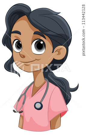 Friendly Female Nurse Cartoon Character Friendly Female Nurse Cartoon Character 113442128