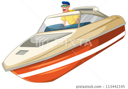 Man Enjoying a Speedboat Adventure 113442145