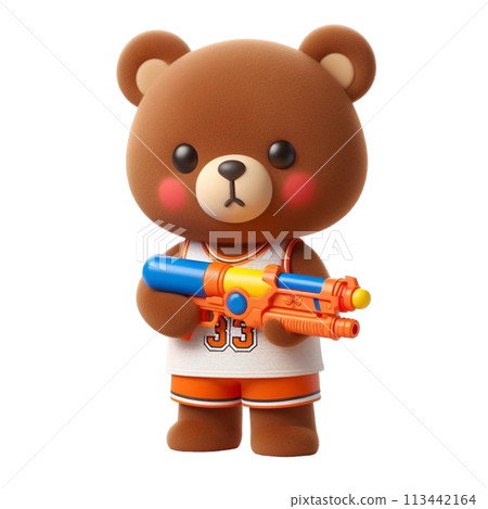 bear holding a water gun 3D render illustration bear holding a water gun 3D render illustration 113442164