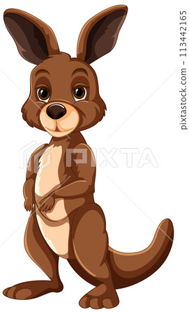 Cute Cartoon Kangaroo Standing Upright Cute Cartoon Kangaroo Standing Upright 113442165