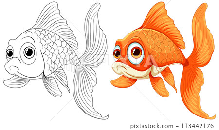 Colorful Goldfish Illustration Comparison 113442176