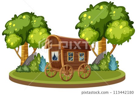 Enchanted Forest Wooden Caravan Scene 113442180