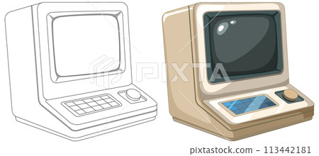 Vintage Computer Illustration Set 113442181