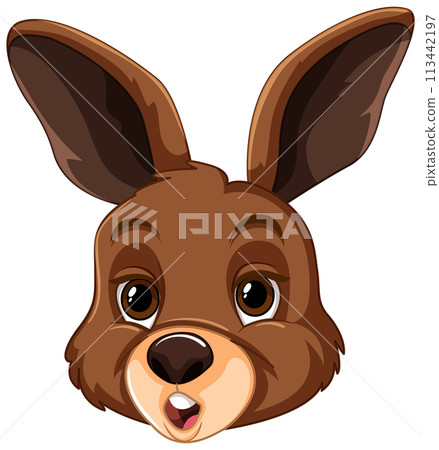 Cute Cartoon Bunny Face Illustration 113442197
