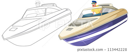Speedboats Racing on Open Waters Speedboats Racing on Open Waters 113442228