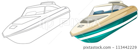 Sleek Speedboat Vector Illustration Set 113442229