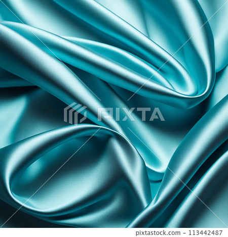 Blue silk fabric background and texture. Blue satin textured background material,silky cloth curtain Blue silk fabric background and texture. Blue satin textured background material,silky cloth curtain 113442487