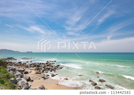 Coastal blue sea and sky landscape Coastal blue sea and sky landscape 113442581