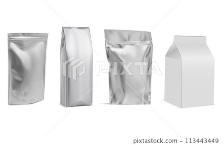 Food bag template. Coffee foil sachet mock up 113443449
