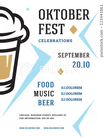 Oktoberfest flyer or poster retro typography template design beer festival celebration vector illustration 113443861