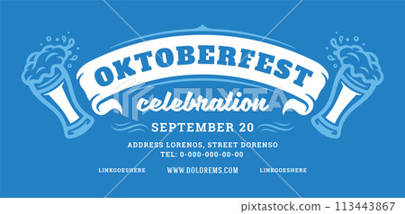 Oktoberfest flyer or banner retro typography template design willkommen zum invitation beer festival celebration. Oktoberfest flyer or banner retro typography template design willkommen zum invitation beer festival celebration. 113443867